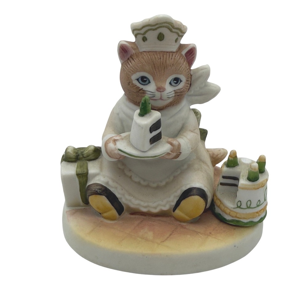 VTG Kitty Cucumber Ginger Cat Baker birthday Figurine Schmid Porcelain